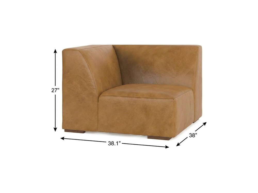 38" Sienna Leather Modular Sofa With Brown Legs