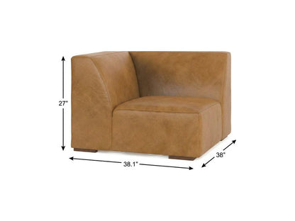38" Sienna Leather Modular Sofa With Brown Legs