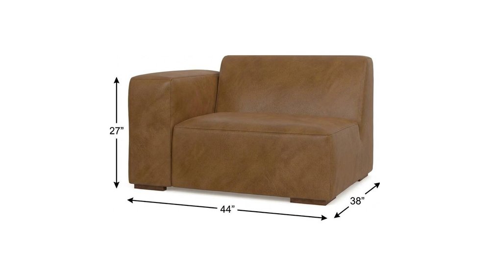 44" Brown Leather Modular Sofa