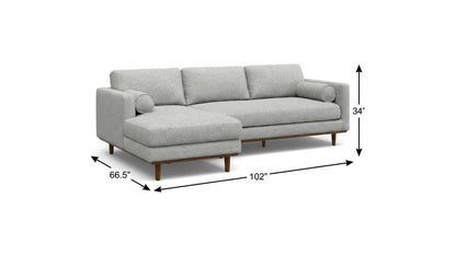 102" Gray Fabric Sofa With Brown Legs
