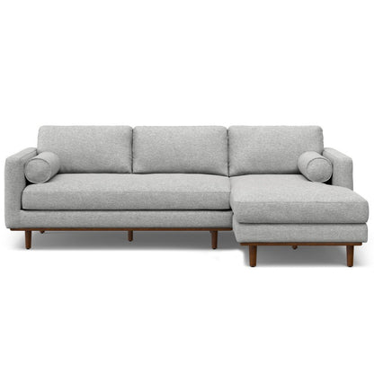 102" Gray Fabric Sofa With Brown Legs