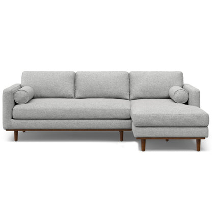 102" Gray Fabric Sofa With Brown Legs