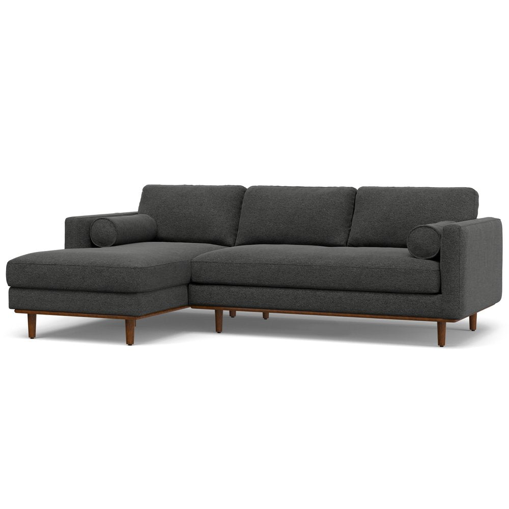102" Gray Fabric Sofa With Brown Legs