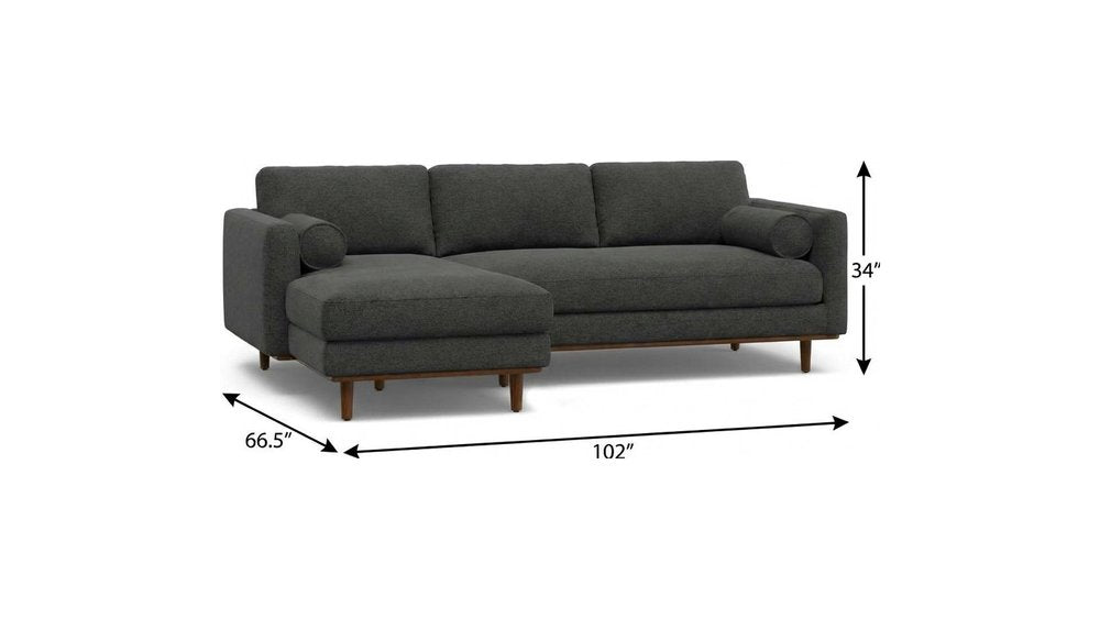 102" Gray Fabric Sofa With Brown Legs