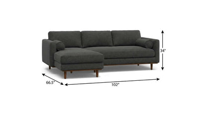 102" Gray Fabric Sofa With Brown Legs