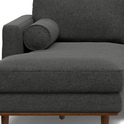 102" Gray Fabric Sofa With Brown Legs