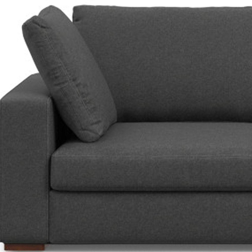 122" Gray Fabric Sofa With Brown Legs