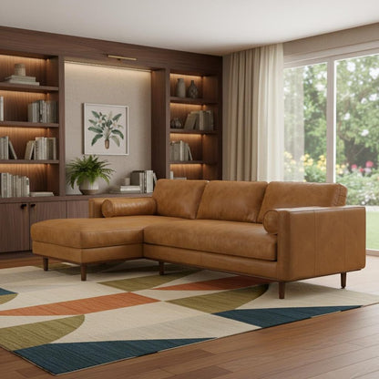 102" Sienna Leather Sofa With Brown Legs