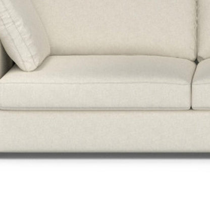 122" Cream Fabric Sofa With Brown Legs