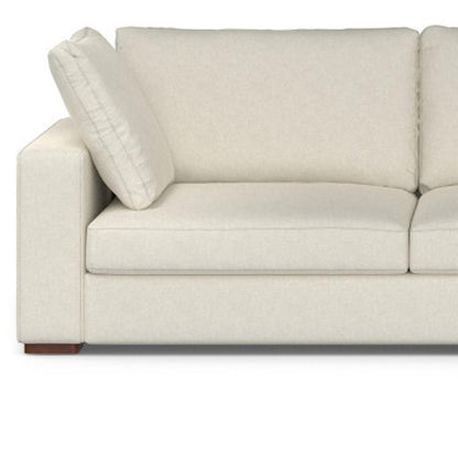 122" Cream Fabric Sofa With Brown Legs