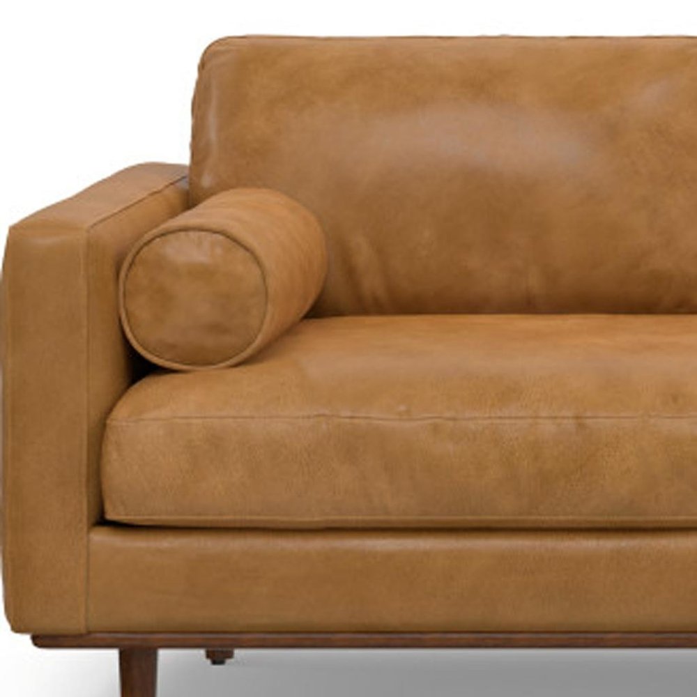 102" Sienna Leather Sofa With Brown Legs