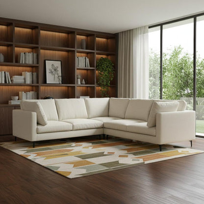 102" Cream Fabric Sofa With Black Legs
