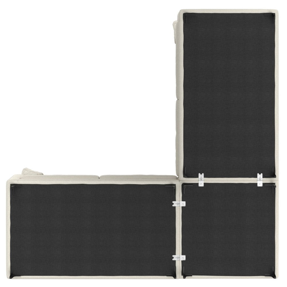 102" Cream Fabric Sofa With Black Legs