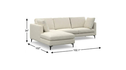 102" Cream Fabric Sofa With Black Legs