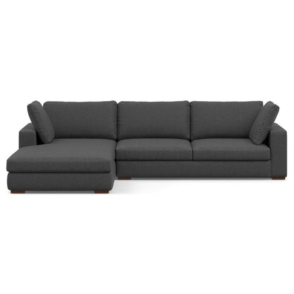 122" Gray Fabric Sofa With Brown Legs