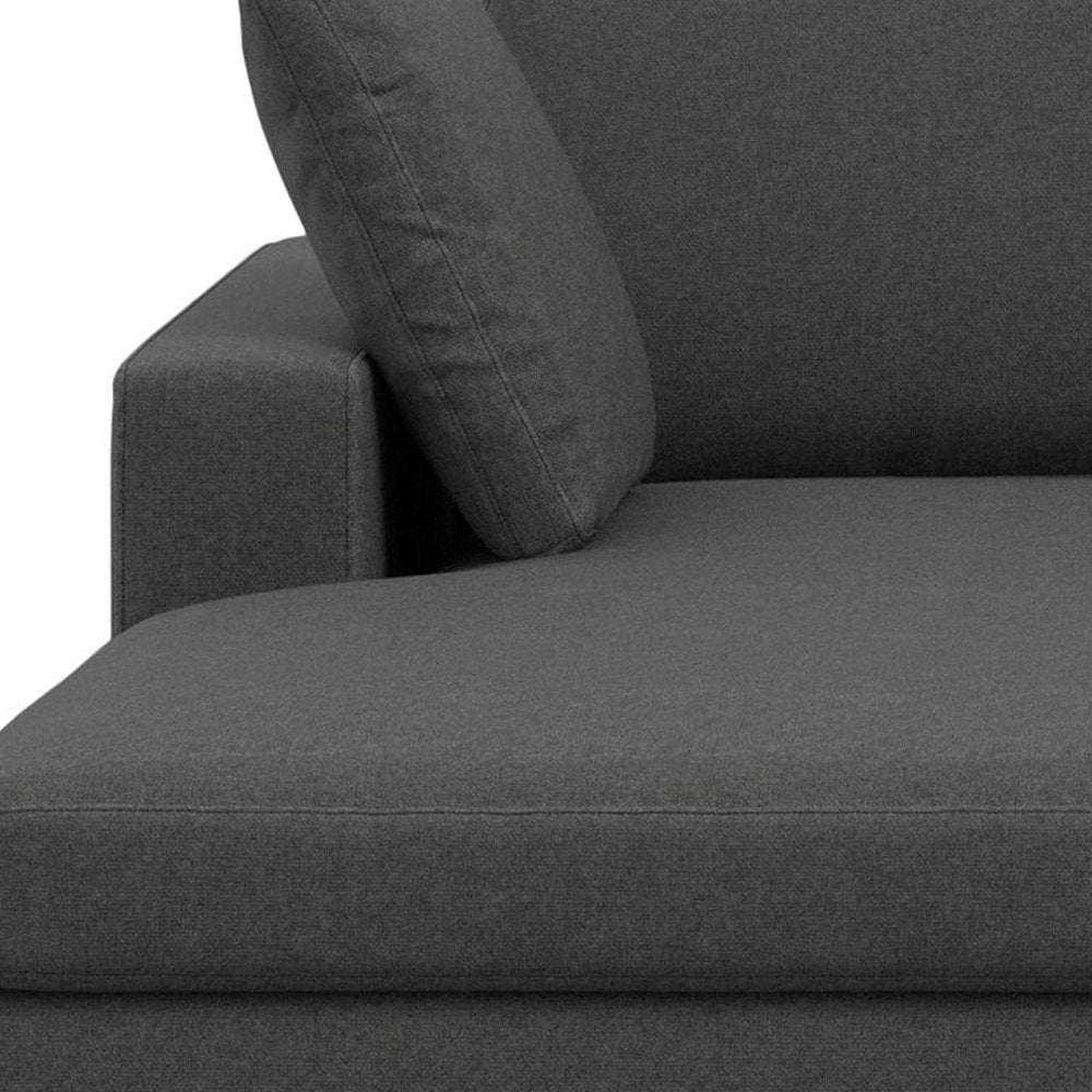 122" Gray Fabric Sofa With Brown Legs