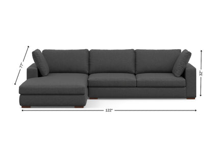 122" Gray Fabric Sofa With Brown Legs