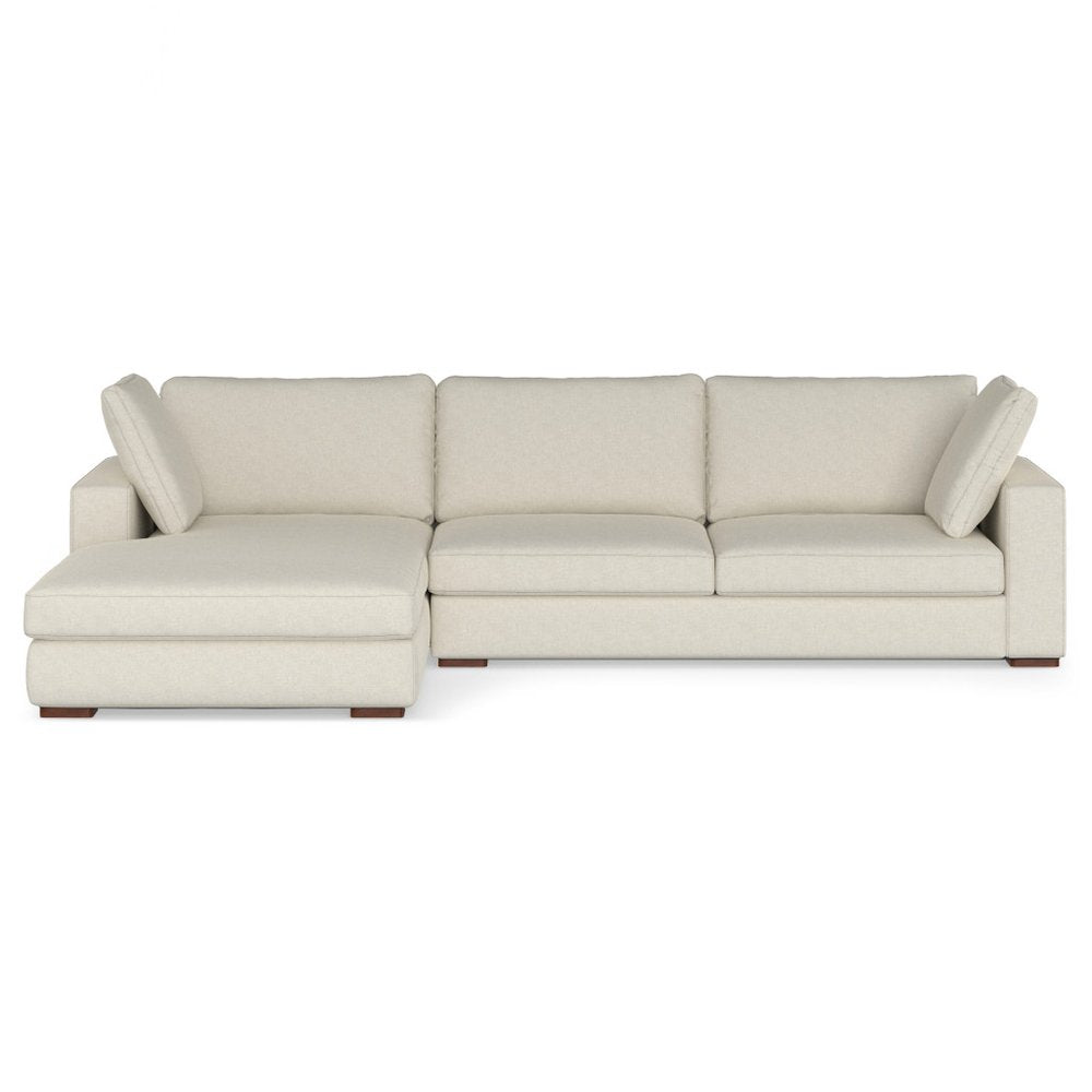 122" Cream Fabric Sofa With Brown Legs