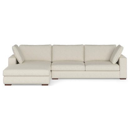 122" Cream Fabric Sofa With Brown Legs