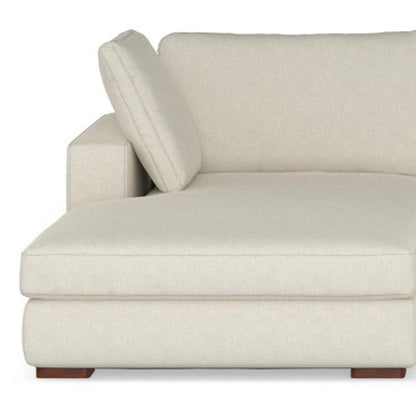 122" Cream Fabric Sofa With Brown Legs