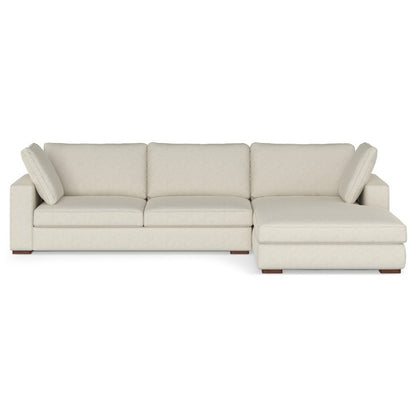 122" Cream Fabric Sofa With Brown Legs