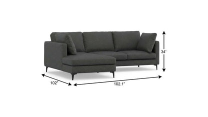 102" Gray Fabric Sofa With Black Legs