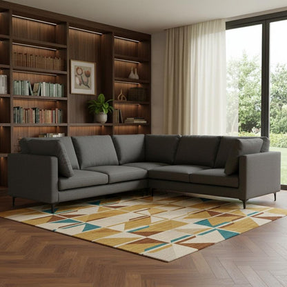 102" Gray Fabric Sofa With Black Legs