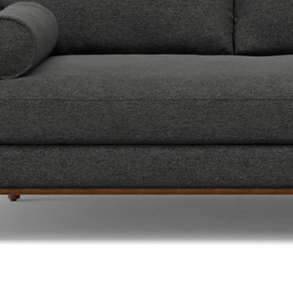 102" Gray Fabric Sofa With Brown Legs