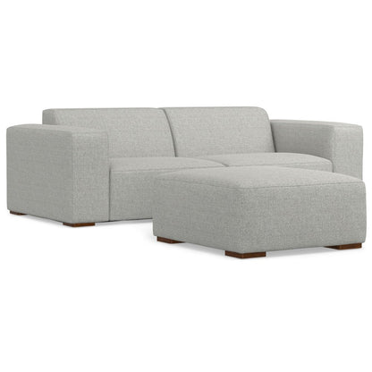 88" Gray Fabric Sofa With Ottoman With Brown Legs