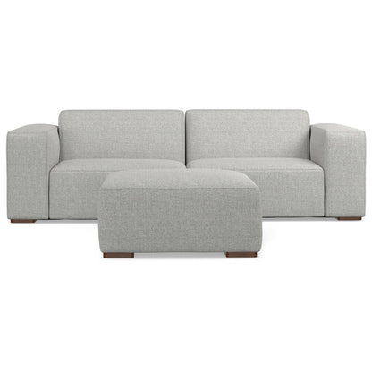 88" Gray Fabric Sofa With Ottoman With Brown Legs