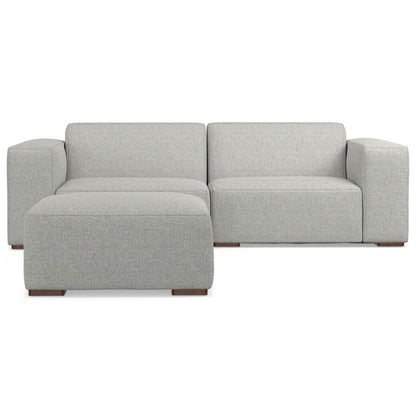 88" Gray Fabric Sofa With Ottoman With Brown Legs