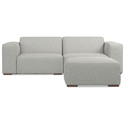 88" Gray Fabric Sofa With Ottoman With Brown Legs