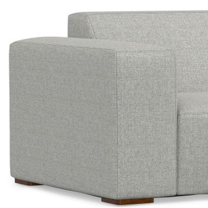 88" Gray Fabric Sofa With Ottoman With Brown Legs
