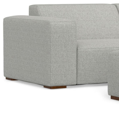 88" Gray Fabric Sofa With Ottoman With Brown Legs