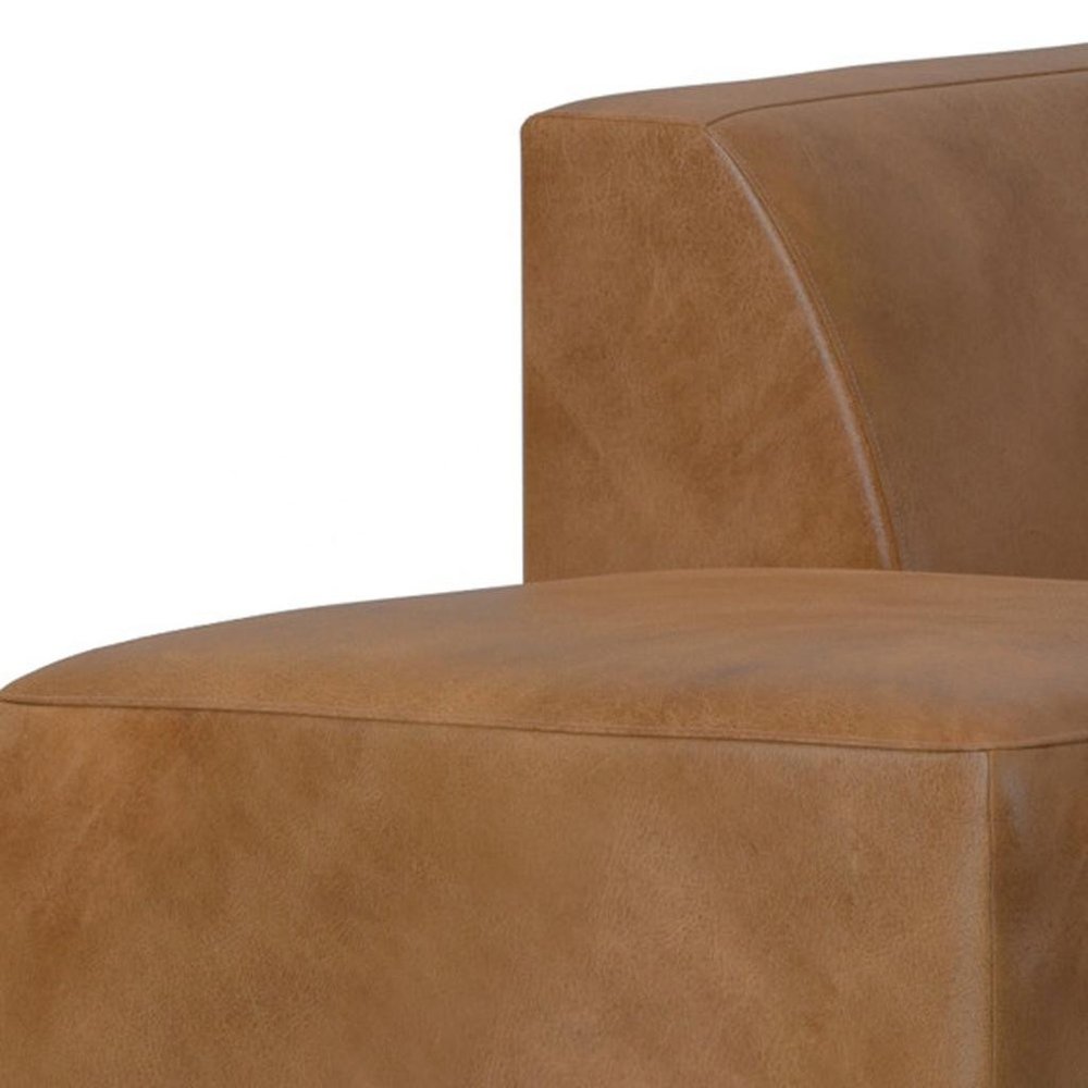 116" Brown Leather Sofa With Ottoman