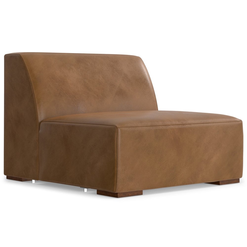 116" Brown Leather Sofa With Ottoman