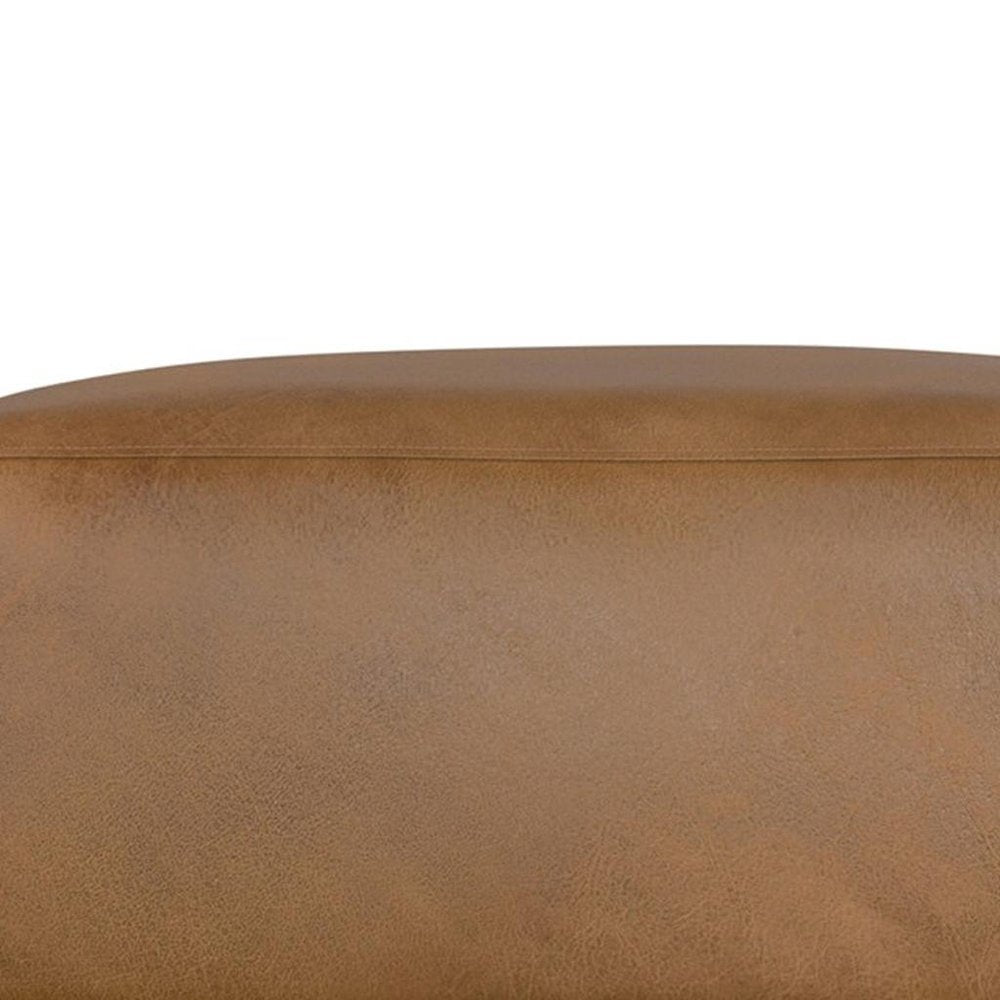 116" Brown Leather Sofa With Ottoman