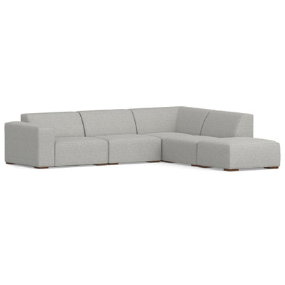 116" Gray Fabric Sofa With Ottoman With Brown Legs