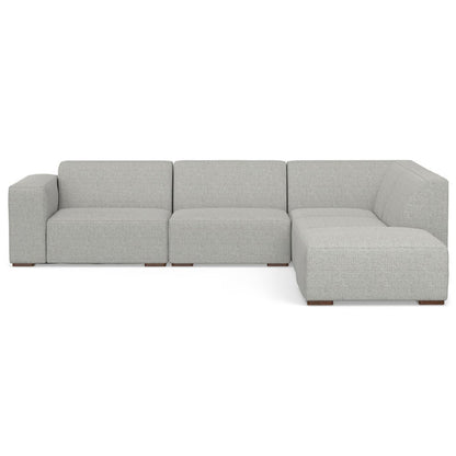 116" Gray Fabric Sofa With Ottoman With Brown Legs