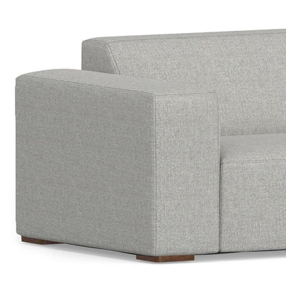 116" Gray Fabric Sofa With Ottoman With Brown Legs