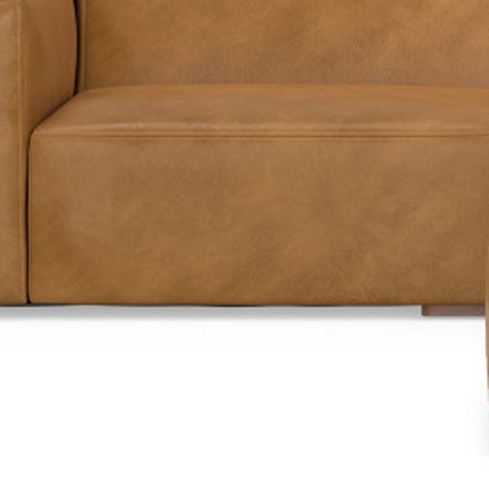 122" Sienna Leather Sofa With Ottoman With Brown Legs