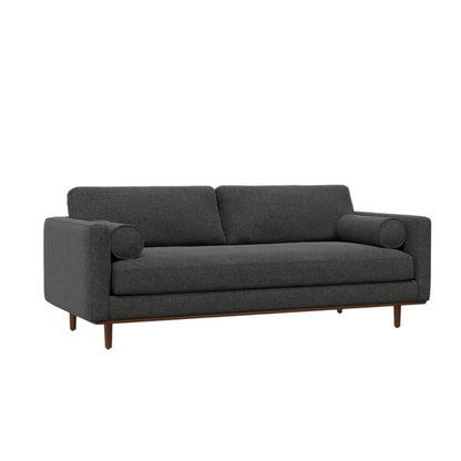 89" Gray Fabric Sofa With Ottoman With Brown Legs