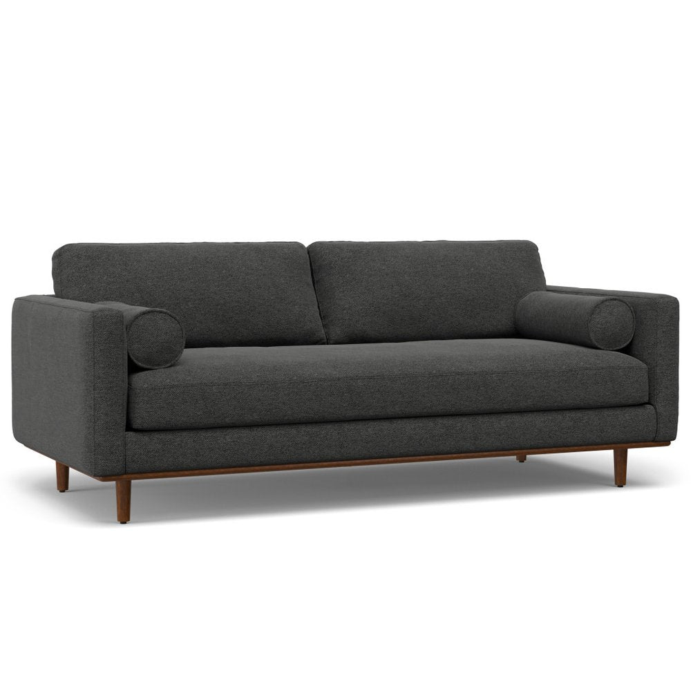 89" Gray Fabric Sofa With Ottoman With Brown Legs