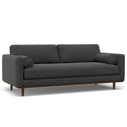 89" Gray Fabric Sofa With Ottoman With Brown Legs