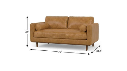 72" Sienna Leather Sofa With Ottoman With Brown Legs