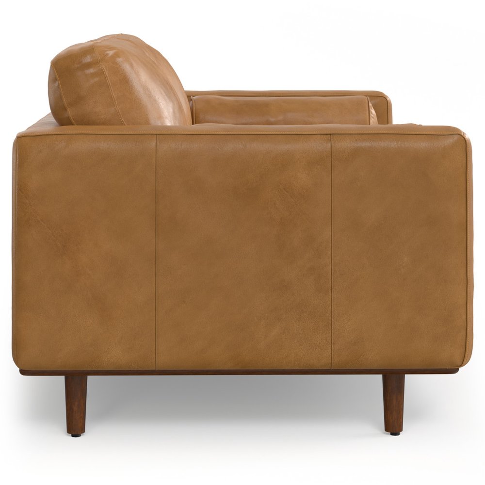 72" Sienna Leather Sofa With Ottoman With Brown Legs