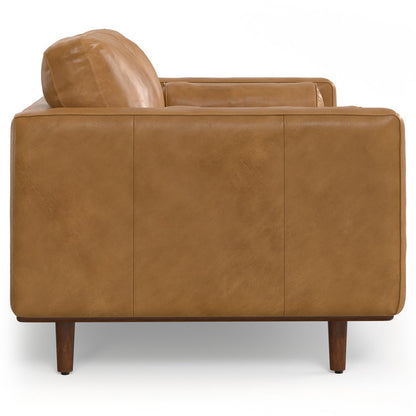 72" Sienna Leather Sofa With Ottoman With Brown Legs