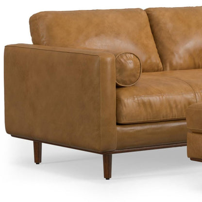 72" Sienna Leather Sofa With Ottoman With Brown Legs