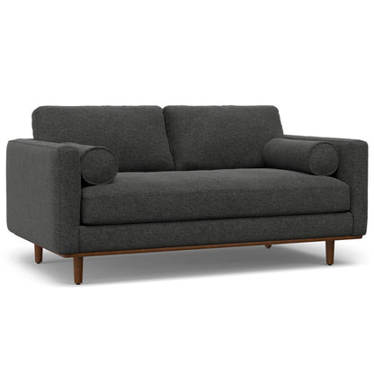 72" Gray Fabric Sofa With Ottoman With Brown Legs