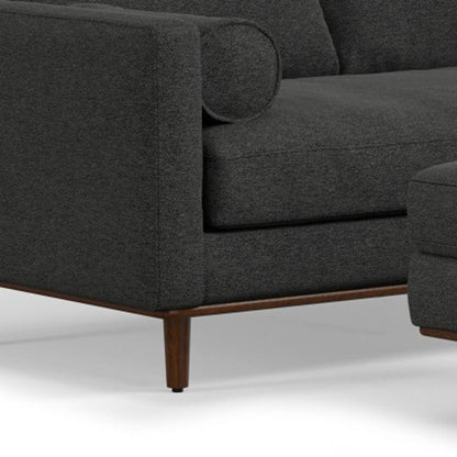 72" Gray Fabric Sofa With Ottoman With Brown Legs